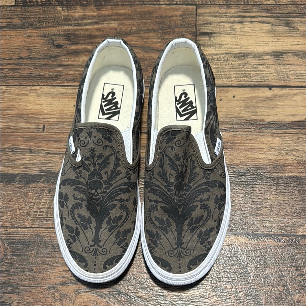 Vans Floral Brown and Black Slip-Ons